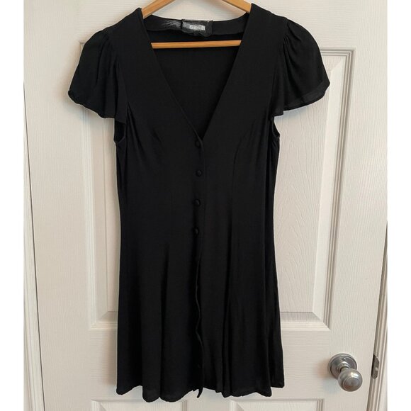 Reformation Dresses & Skirts - Reformation Black Flutter Sleeve Mini Dress Size 4